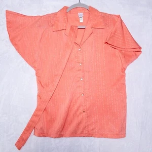 Vintage Open Flutter Sleeve Tank / Shirt Button Down Women’s Size 34 (S) NEW - Picture 1 of 5