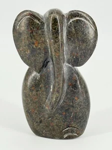 Hand Carved Bloodstone Agate Elephant Sculpture by Ernest Chiwaridzo Signed 1965 - Picture 1 of 15