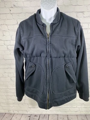 VTG CC Filson Navy Blue Wool Lined Full Zip Collarless Jacket Inner Pocket M USA - Image 1 of 4