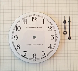 A PRISTINE CLOCK DIAL WITH STEEL HANDS - QUALITY ENAMEL ON COPPER 89MM DIAMETER - Picture 1 of 3