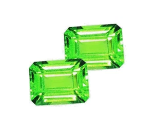 Par de peridoto verde natural 8-10 quilates piedras preciosas sueltas certificadas gema corte esmeralda PS15 - Imagen 1 de 12