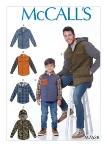 McCalls SEWING PATTERN M7638 Boys' Men's Lined Button-Front Jackets with Hood - Picture 1 of 6