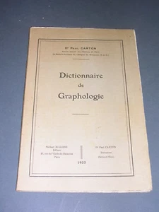Graphologie Paul Carton dictionnaire de graphologie 1933 - Imagen 1 de 1