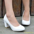 Women slip on Candy Colors Patent Leather Block Mid Heels casual Shoes