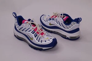 Nike Air Max 98 GS White Amarillo Indigo Force BV4872-101 Youth 6Y / Women's 7.5 - Picture 1 of 12