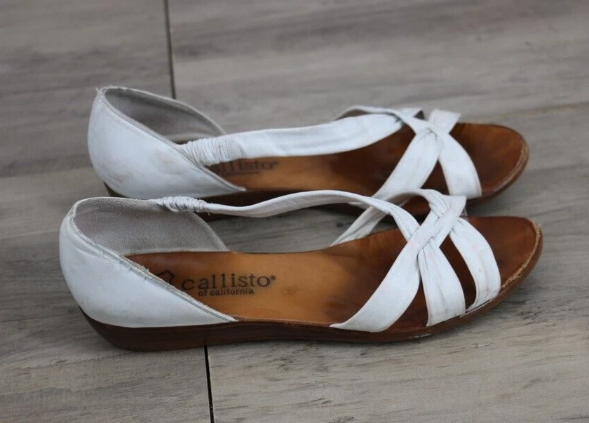 Sandálias femininas vintage Callisto of California tamanho 8 couro branco - Imagem 1 de 4
