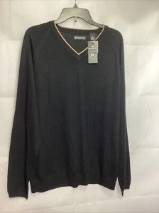 New Bachrach 100% Merino Wool V-neck Sweater Mens Size Large Black $68 - Picture 1 of 12