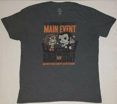 Camiseta WWE Wrestling Main Event ANDRE THE GIANT ULTIMATE WARRIOR Talla Lg Dk Gris Foto 1 de 4