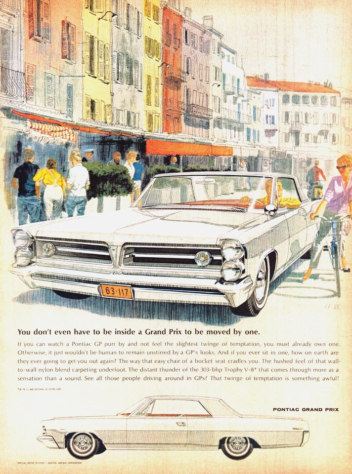 Pontiac GrandPrix Sedan Fitzpatrick Kaufman 1963 Original Life Magazine Print Ad - Image 1 of 1