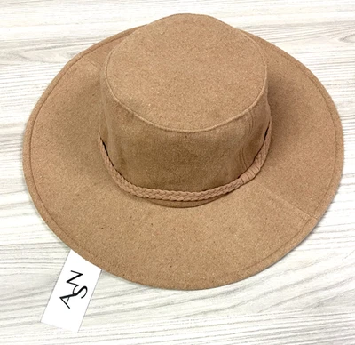 NEW ASN The Harper Hat Boho Western Braided Floppy Tan Felt Boater Hat -w/tags - Image 1 of 4
