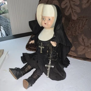 Vintage Catholic Nun Doll Composition 13” - Picture 1 of 13