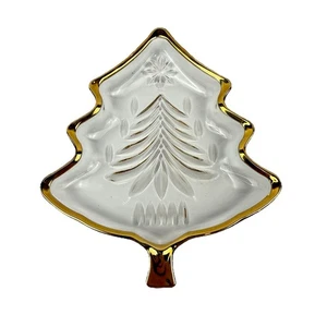 Plato dulce de cristal con borde dorado MIKASA Yuletide Tree 5 pulgadas WY156 503 Japón con caja - Imagen 1 de 18