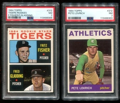 1964 Topps #312 Tigers Rookies #212 Pete Lovrich Both PSA 7 NM~(DSB) - Image 1 of 2