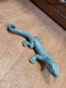 Vintage Gusseisen Eidechse Gecko Mauer Zaun Baum Garten Kunst Terrasse Reptil - Bild 1 von 6