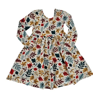 Hanna Andersson Cotton Floral Soft Jersey Knit Shift Dress Pockets Girls Size 8 - Picture 1 of 6