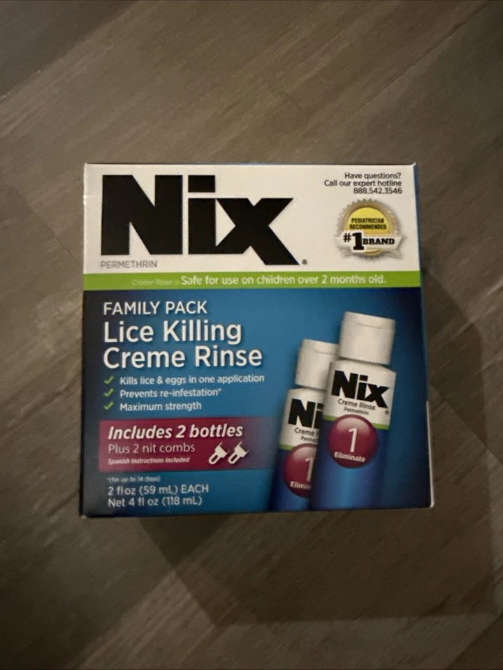 Nix Family Pack Lice Killing Creme Rince inclui 2 frascos e 2 não pentes. 2 - Imagem 1 de 1