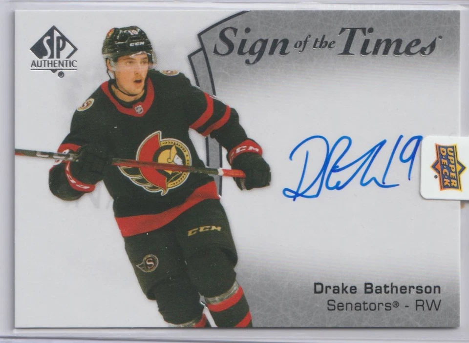 2021-22 SP AUTHENTIC SIGN OF THE TIMES DRAKE BATHERSON OTTAWA SENATORS #SOTT-DB - Image 1 of 2