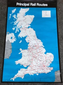 Original British Rail Principal Rail Routen Karte Poster 1992 - Bild 1 von 20