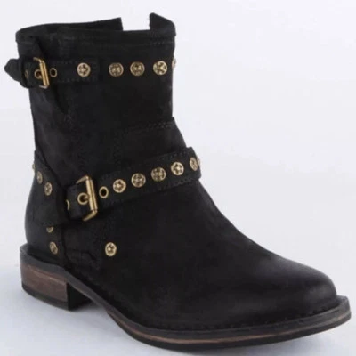 UGG Fabriziaz Negro Gamuza Envejecida Tobillo Moto Bicicleta Botas Mujer’s Talla 8 Foto 1 de 4