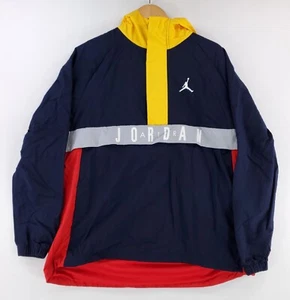 Nike Air Jordan Spellout Jumpman Anorak Windbreaker Blue Yellow Red Mens L - Picture 1 of 7