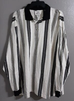 全新-男式 MILO 经典长袖拉绒条纹衬衫。100% 棉。尺寸 XL — 第 1/4 张图片