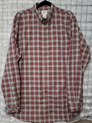 LL Bean Rojo Gris A Cuadros Abotonados Para Hombre Camisa Grande Alta Vestido Informal Exterior Foto 1 de 4