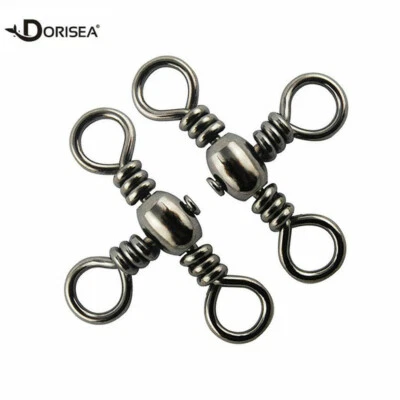 50/100 pcs 3 Way Swivels Cross Line Fishing Barrel Swivels T-Turn Connectors Rig - Image 1 of 4