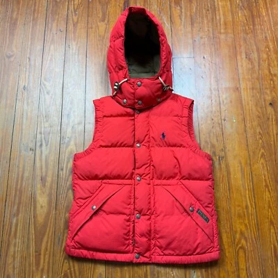 Polo Ralph Lauren Sample Vest Mens Size Small Hooded Puffer Down Red - Image 1 of 4