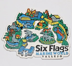 Six Flags Marine World Vallejo California Fridge Rubber MAGNET VTG Tourist MAP - Picture 1 of 6
