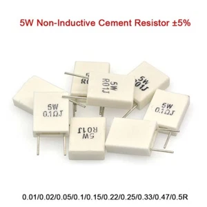 5W Non-Inductive Cement Resistor ±5% Values of 0.01Ohm-0.5Ohm Ceramic Resistor - Picture 1 of 5