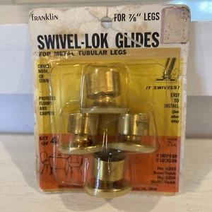 Keystone Franklin Swivel Lok Glides For Metal Tubular Legs 7/8 Brass Finish NOS - Picture 1 of 3