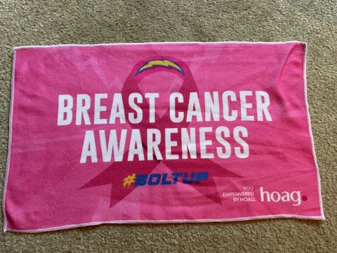 San Diego Chargers Rally/Hand Towel Pink Breast Cancer Awareness #Boltup hoag Cover