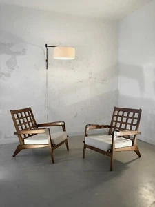 1960 2 FAUTEUILS MODERNISTE RECONSTRUCTION BAUHAUS René Gabriel Guariche Chapo - Imagen 1 de 12