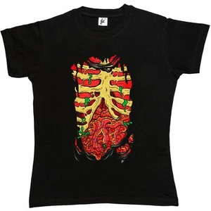 Camiseta Inside Of Human Body Rib Cage Guts Gore Intestines Mujer Novio Calce - Imagen 1 de 6