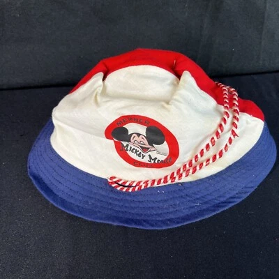 Walt Disney World Mickey Mouse Bucket Hat Novelty Vintage Embroidered Fun White - Image 1 of 4