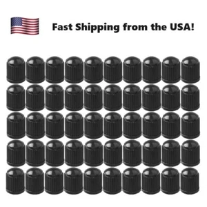 50x Valve Stem Caps Air Black Tire Covers Wheel Car/Truck/Golf Cart/ATV/Bike - Picture 1 of 7