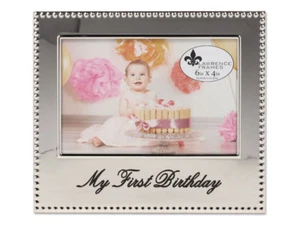 Lawrence 4x6 My First Birthday Beaded Silver Frame (Same Shipping Any Qty) - Picture 1 of 3