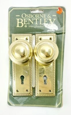 Vintage Osborne & Bentley Georgian Lever Mortice Knobs On Backplate Brass - Image 1 of 4