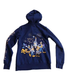 Walt Disney World 50. Jubiläum blau Damen Hoodie mit durchgehendem Reißverschluss Small neu mit Etikett - Bild 1 von 3