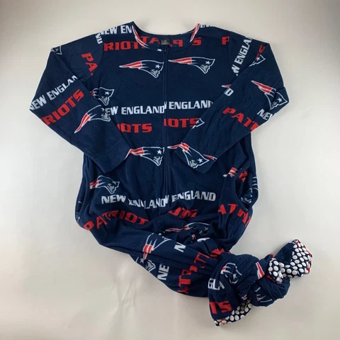 New England Patriots NFL Navy Blue Red Onesy Pajamas Mens XL Cover