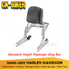 Passenger Backrest Pad Sissy Bar Rack Kit For 00-17 Harley Softail Deluxe FatBoy