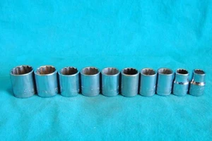 craftsman usa 3/8 drive socket set 10 piece 12 point metric 18mm to 9mm - Foto 1 di 1