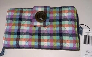 Vera Bradley RFID Turnlock Wallet GINGHAM PLAID ~ NWT MSRP $69.00 - Picture 1 of 5