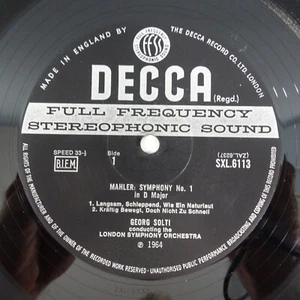 SXL 6113 Mahler Symphonie Nr. 1 Solti W/B EX - nur Vinyl, ohne Hülle - Bild 1 von 6