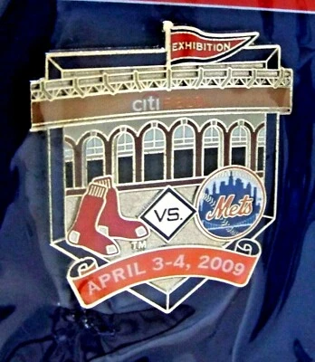 2009 Mets CitiField 1st Boston Red Sox v NY New York Mets Exhibit lapel pin - Image 1 of 4