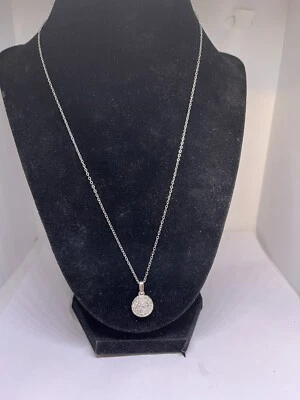 Collar Juego de puntas cristales colgante tono plata 20" cadena acero inoxidable Foto 1 de 4