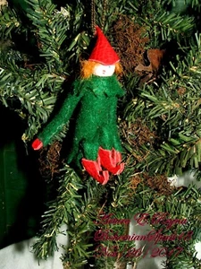 Arturo E.Reyna ELFEN WEIHNACHTSBAUM HANDGEFERTIGT GEFALTETE BEINE 3" ORNAMENT - Bild 1 von 4