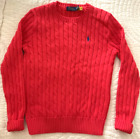 NEW Polo Ralph Lauren Cable Knit Crew NK Sweater - MEDIUM - NWT - CORAL