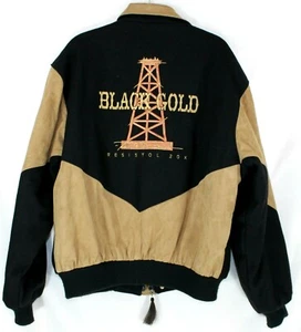 Resistol Rodeo Equipment Mens Large Black Gold 20X Suede Wool Bomber Jacket - Picture 1 of 11