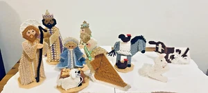 Christmas Nativity Cross Stitch Plastic Canvas Vintage Finished READ - Picture 1 of 13